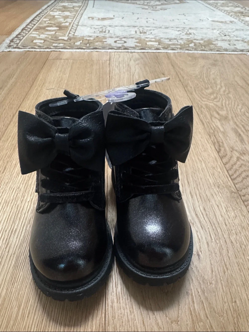 Carter's Black Girls' Bow Lace-Up Ankle Boots